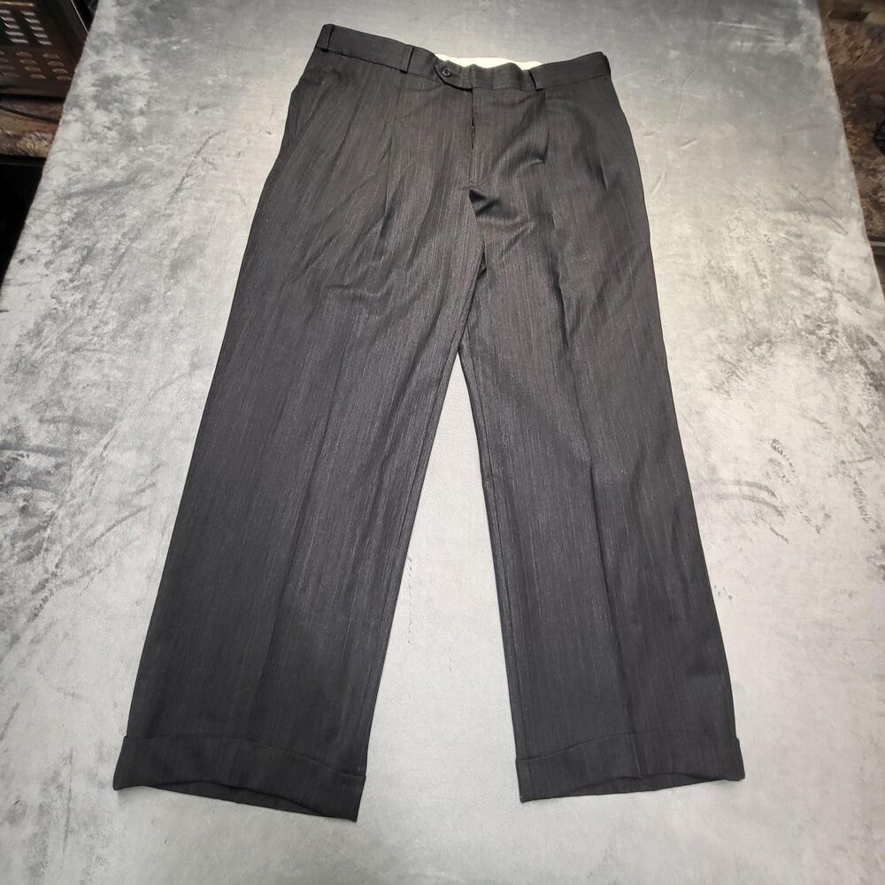 Botany 500 Suit Mens 42 Gray 2 Piece Classic Fit Single-Breasted Stretch Striped - Picture 12 of 16
